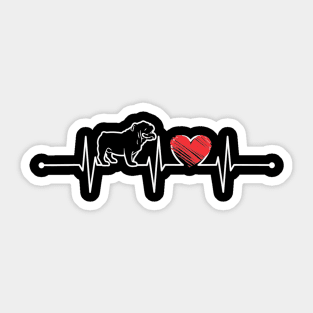 English Bulldog Heartbeat Sticker